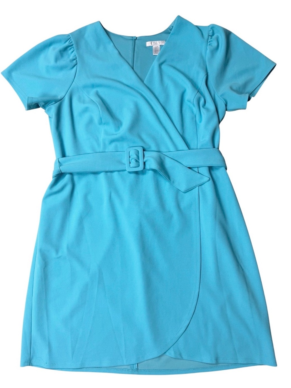 London Times Puffed Sleeve Belted Wrap Dress 18